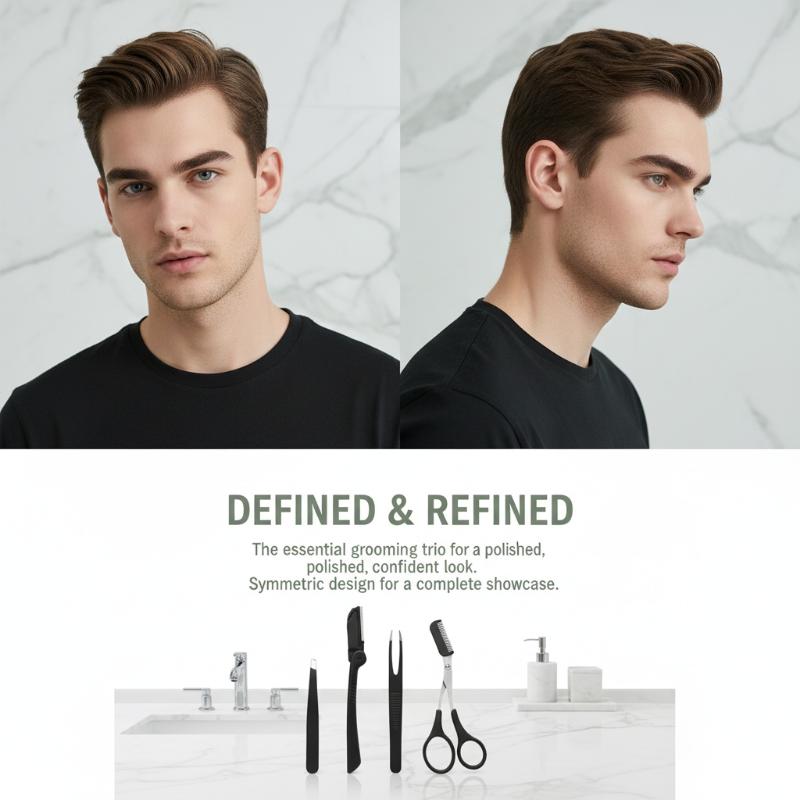 Men Grooming Home - 3pcs Stainless Steel Eyebrow Kit Women